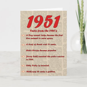Happy Birthday 1951 Year of birth news 50's 50s Card
