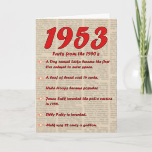 Happy Birthday 1953 Year of birth news 50's 50s Card