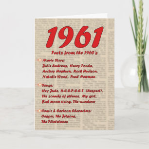 Happy Birthday 1961 Year of birth news 60's 60s Card