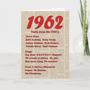 Happy Birthday 1962 Year of birth news 60's 60s Card