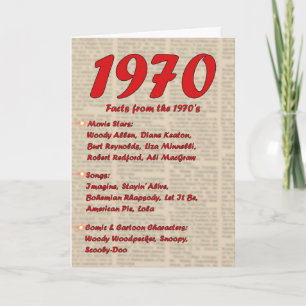 Happy Birthday 1970 Year of birth news 70's 70s Card