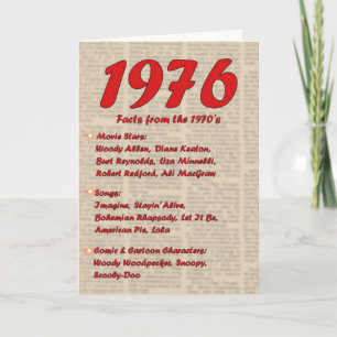 Happy Birthday 1976 Year of birth news 70's 70s Card