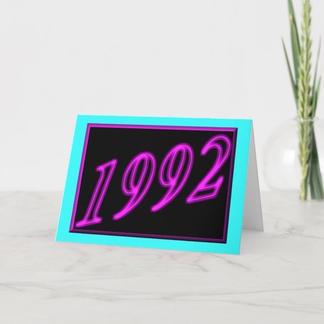 Happy Birthday 1992 Year of birth Neon 90's 90s Card (Front)