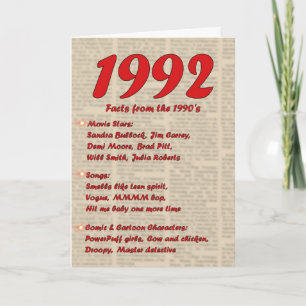 Happy Birthday 1992 Year of birth news 90's 90s Card