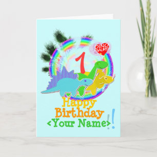 Happy Birthday 1 Year, Your Name Dinos Card