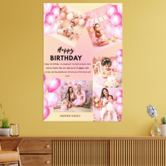 Happy Birthday 1st Baby Birthday Custom Collage Canvas Print