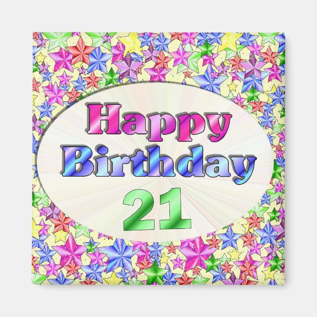 Happy Birthday 21 Magnet (Front)