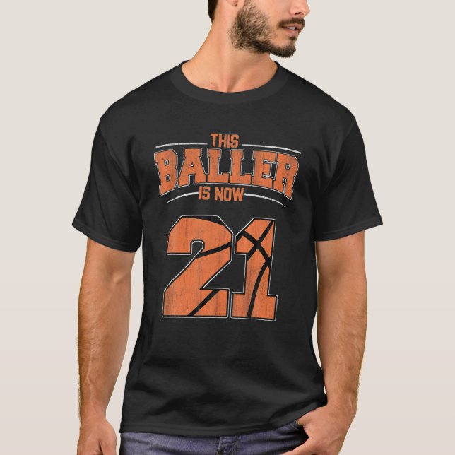 Happy Birthday 21 Year Old Basketball Boys Twenty T-Shirt (Front)