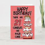 Happy Birthday - 21 Years Old Card<br><div class="desc">A fun age specific Birthday Card featuring a big b-day cake on a plaid background to send to your friends,  family and loved ones!</div>