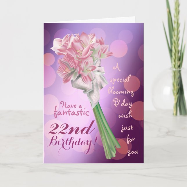 Happy Birthday ! - 22nd pink flowers Greeting card (Front)
