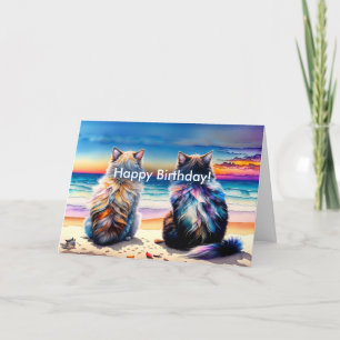 Happy Birthday 2 Watercolor Cats Card