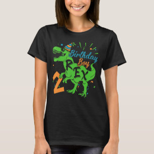 Happy Birthday 2 Year Old Boy Funny Dinosaur T-Shirt