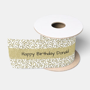 Happy Birthday 30 Gold/White Number Pattern Satin Ribbon