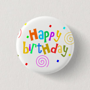 happy birthday 3 cm round badge