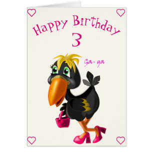 Happy Birthday 3 - Fashion Bird - Add Year / Text