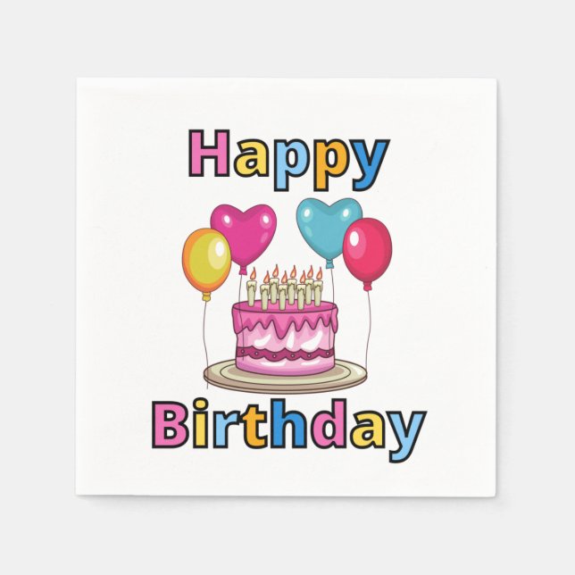 Happy Birthday 3 Ply Napkins (Front)