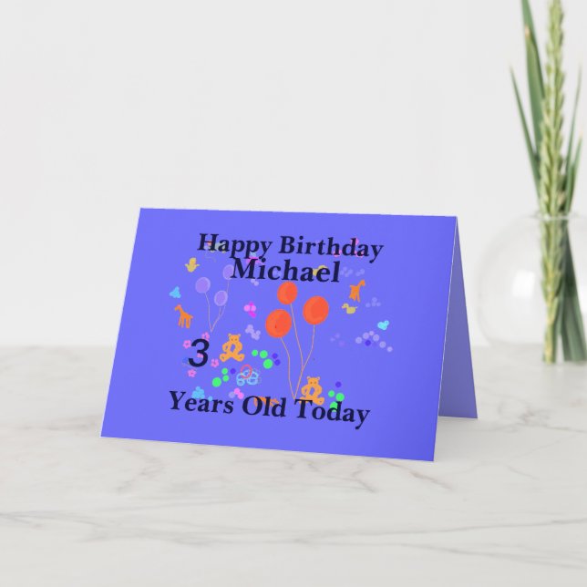 Happy Birthday 3 year old Card (Front)