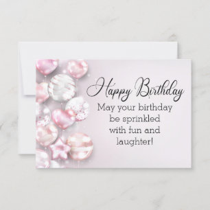 happy birthday 3d colourful balloons stylish pink  card