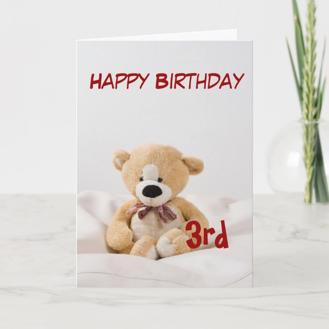 Happy Birthday 3rd Teddy Bear Theme Card (Front)