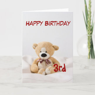 Happy Birthday 3rd Teddy Bear Theme Card