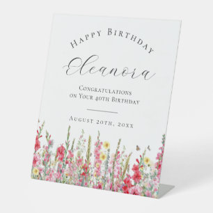 Happy Birthday 40th August Birth Flower Welcome Pedestal Sign