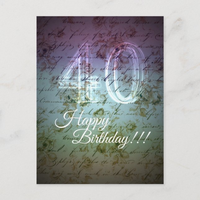 Happy Birthday!!! 40th Postcard (Front)