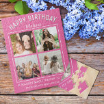 Happy Birthday 4 Photo Collage Best Friend Pink Jigsaw Puzzle<br><div class="desc">Unique photo puzzle for the birthday girl personalised with 4 photos and birthday wishes.</div>