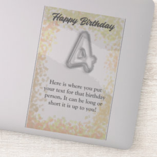 Happy birthday 4 year old sticker