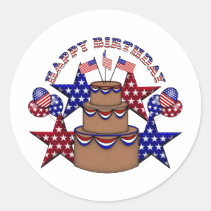 Happy Birthday 4th of July Classic Round Sticker