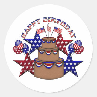 Happy Birthday 4th of July Classic Round Sticker