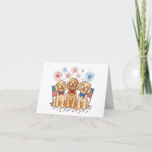 Happy Birthday 4th Of July Goldendoodle Dogs Card