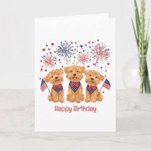 Happy Birthday 4th Of July Yorkshire Terrier Dogs Card