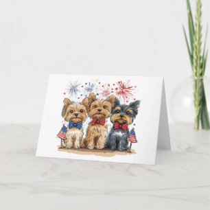 Happy Birthday 4th Of July Yorkshire Terrier Dogs Card