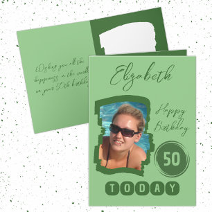 Happy birthday 50 today add photo green card