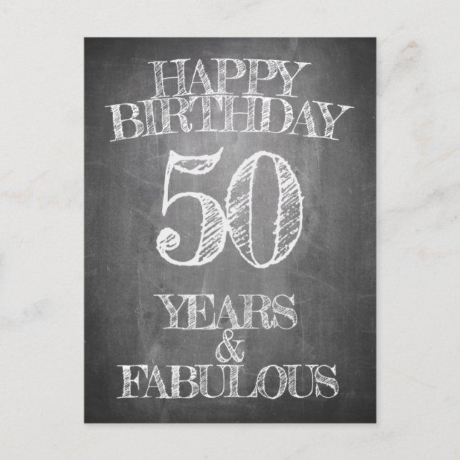 Happy Birthday - 50 Years & Fabulous Holiday Postcard (Front)
