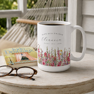 Happy Birthday 50th August Birth Flower Custom Coffee Mug