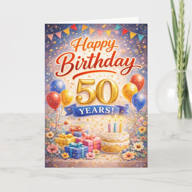 Happy Birthday - 50th Card (Front)