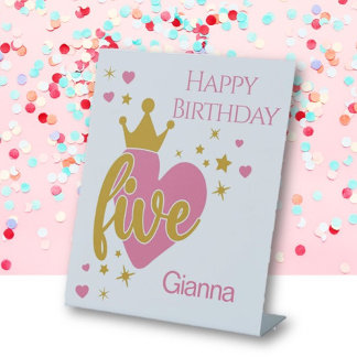 Happy Birthday #5 party Pedestal Sign