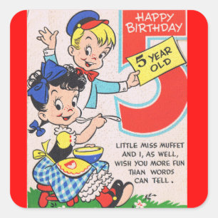 Happy Birthday 5 Year Old Square Sticker