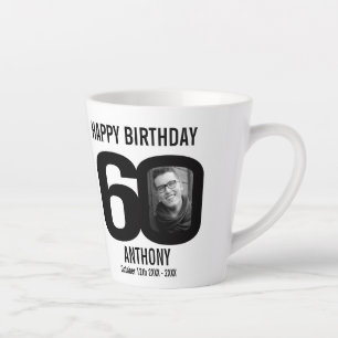 Happy birthday 60 name and two photos in year latte mug
