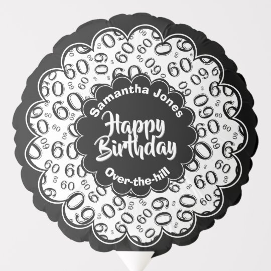 Happy Birthday, 60th Black/White Party Pattern Balloon | Zazzle.co.uk