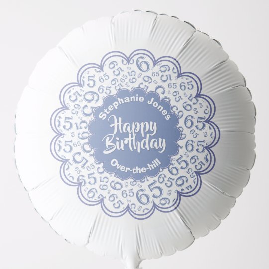 Happy Birthday, 65th Blue/White Random Pattern Balloon | Zazzle.co.uk