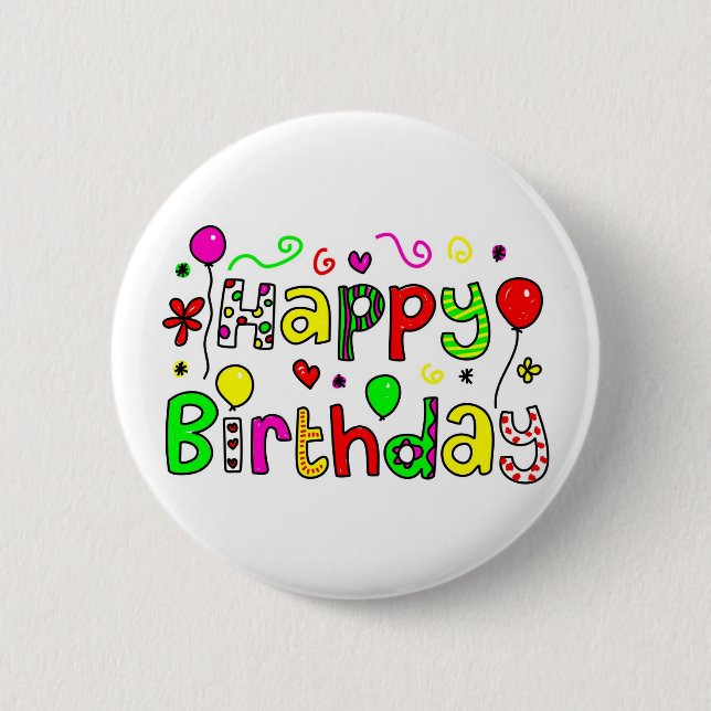 Happy Birthday 6 Cm Round Badge (Front)