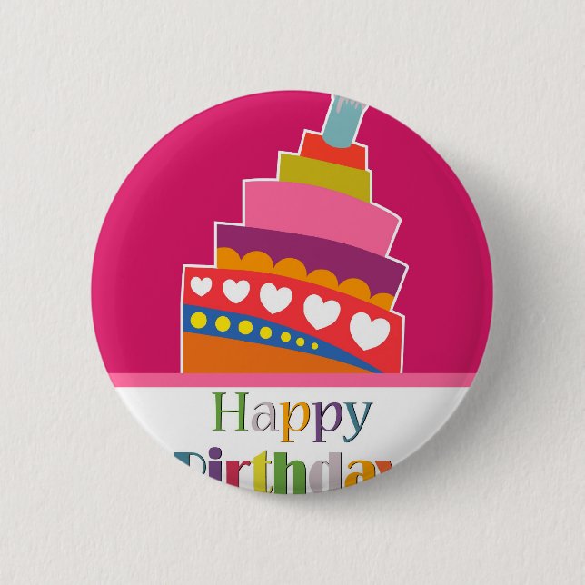 Happy Birthday 6 Cm Round Badge (Front)