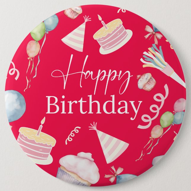 Happy Birthday 6 Cm Round Badge (Front)