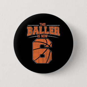 Happy Birthday 6th 6 Year Old Basketball Boys Sixt Cm Round Badge
