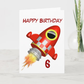 Happy Birthday 6th Little Rocket Theme Card