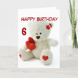 Happy Birthday 6th Teddy Bear Theme Card