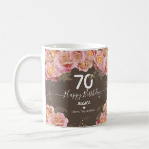 Happy Birthday 70 Glitter Floral Coffee Mug