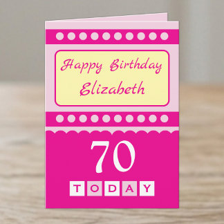 Happy birthday 70 today name pink card